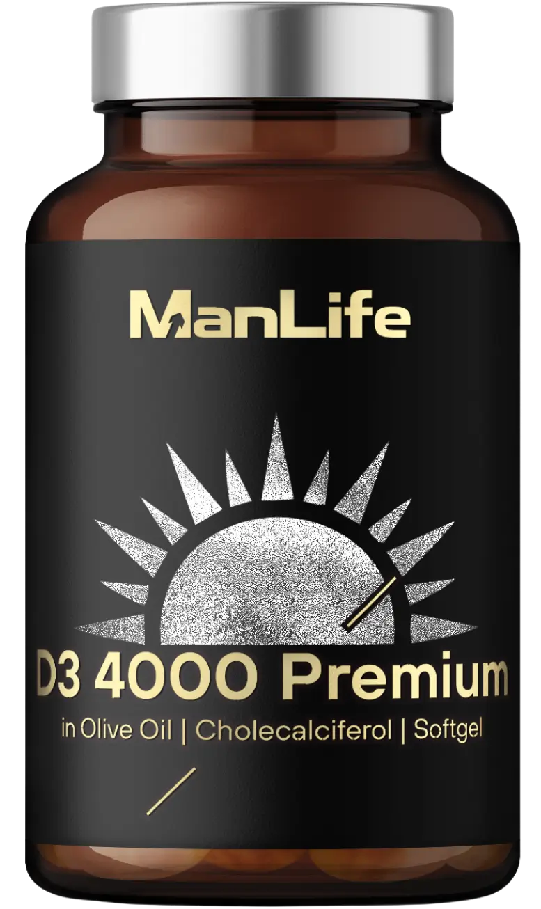 ManLife D3 4000 Premium witamina D3 w kapsułkach softgel z oliwą z oliwkową, suplement diety dla mężczyzn.